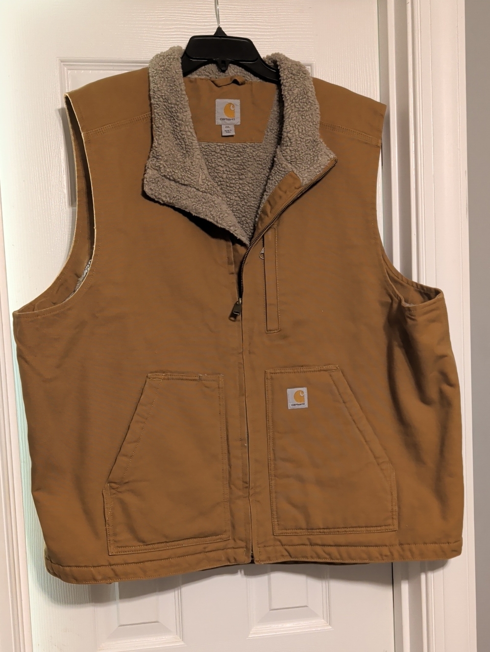 Carhartt Men's Tan Sherpa-Lined Work Vest 2XL